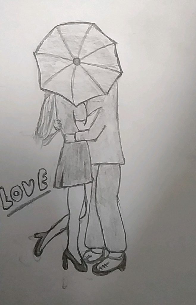 How to draw a couple with umbrella in rain  Easy drawing for girls step by  step #shorts 