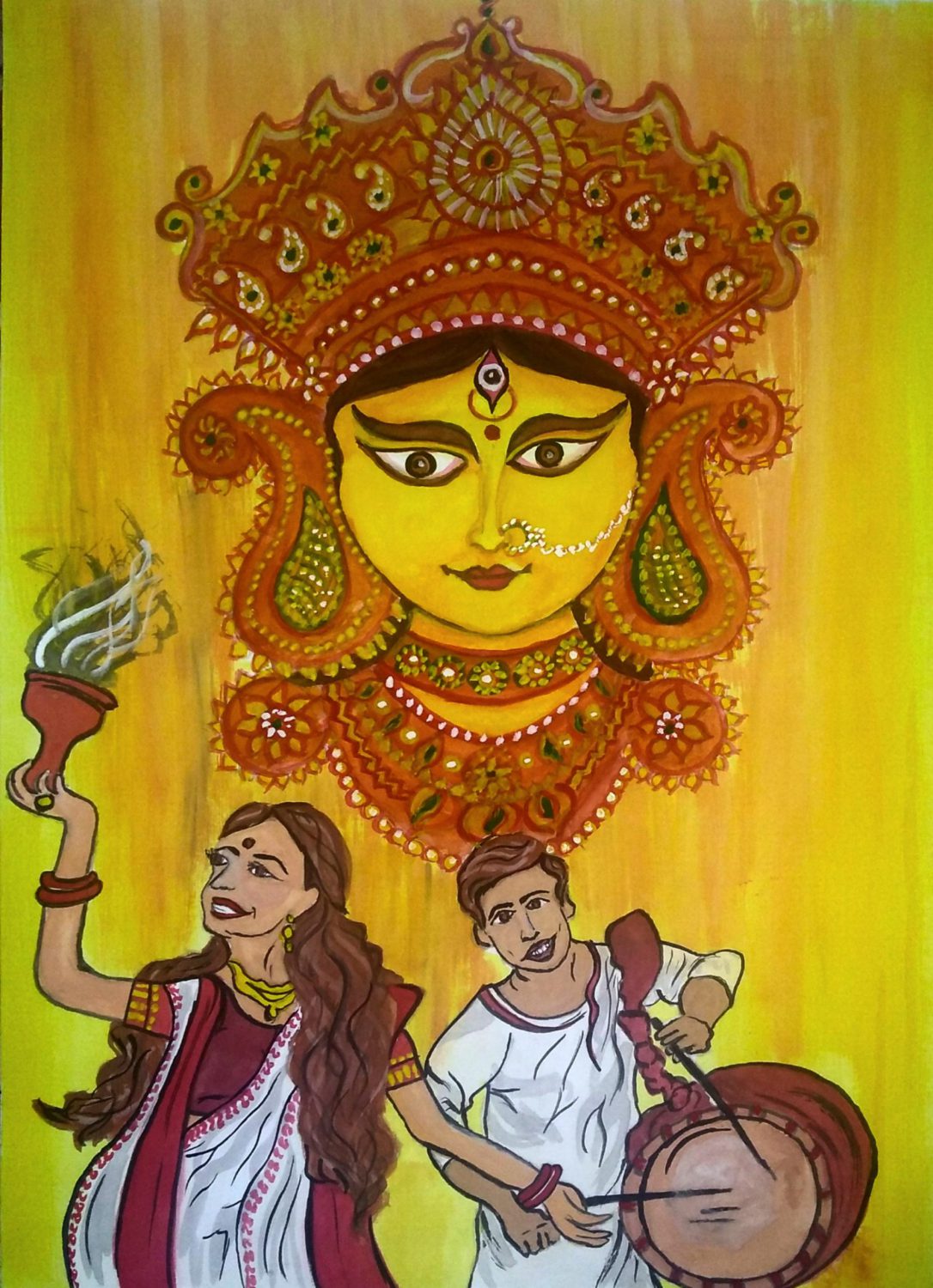 Happy Durga puja festival India holiday background hand drawn sketch - Kids  Portal For Parents