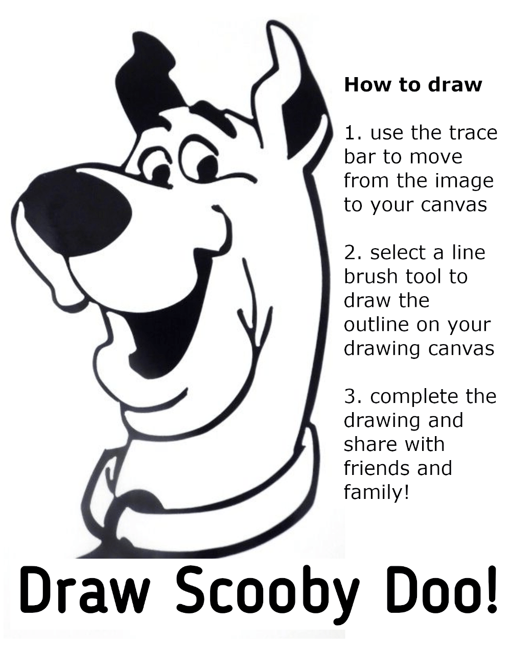 Draw Scooby cartoon character | Trace method using Paintology | Easy and  fun drawing - Paintology | Drawing App | Paint by Numbers