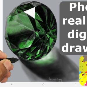 emerald photo realistic drawing featured