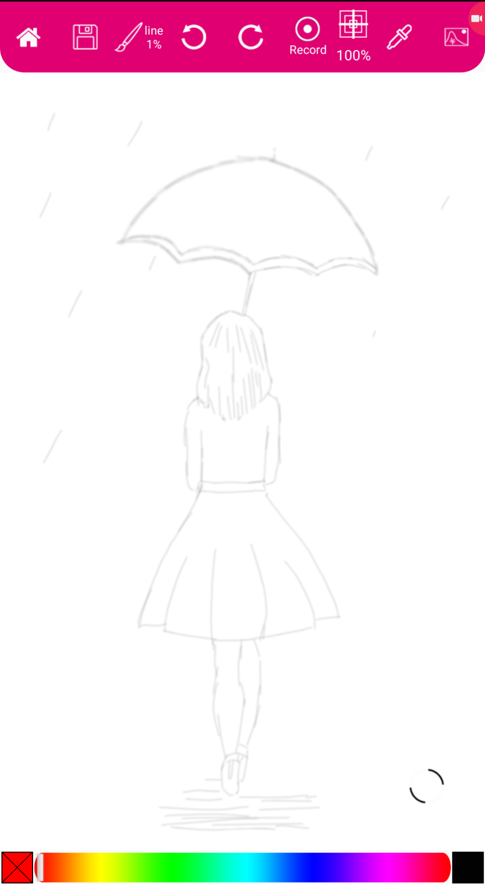Kid girl with umbrella, drawing Stock Illustration by ©liliya #1894401